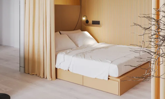 Как разместить кровать в небольшой квартире и сэкономить место