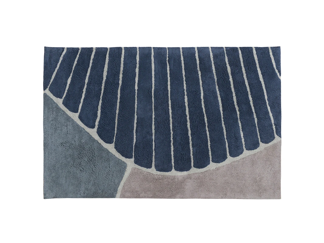 Ковер из хлопка с рисунком Tea plantation серого цвета Terra 800159
