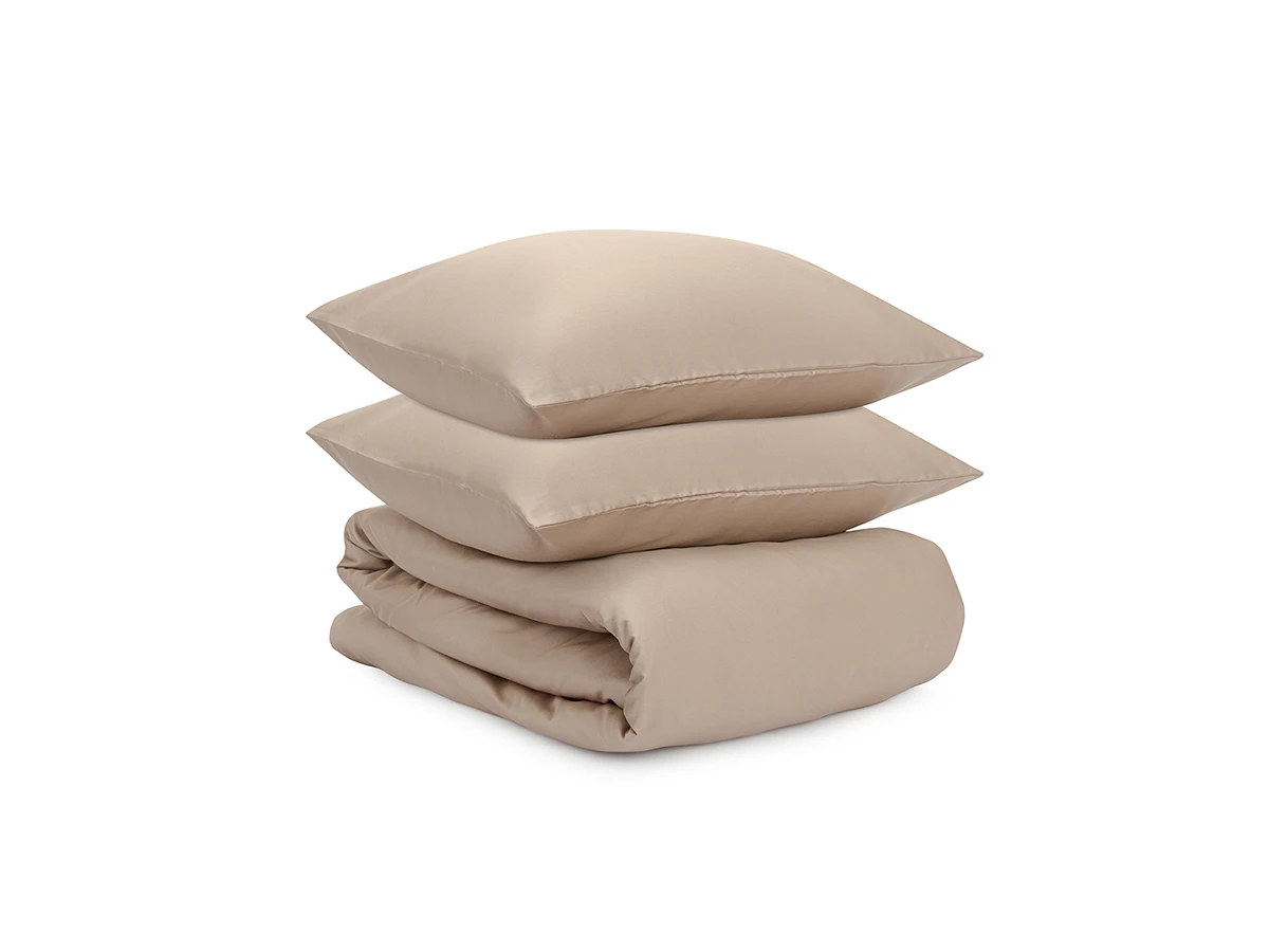 Комплект постельного белья из сатина светло-коричневого цвета Essential 800195  - фото 1