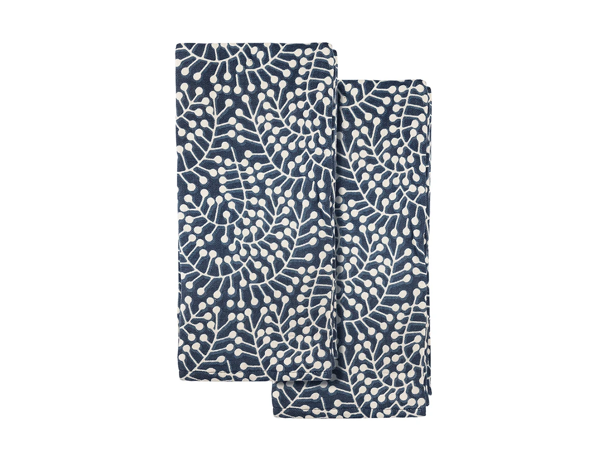 Набор из двух муслиновых полотенец темно-синего цвета с принтом Спелая Смородина Scandi 800244