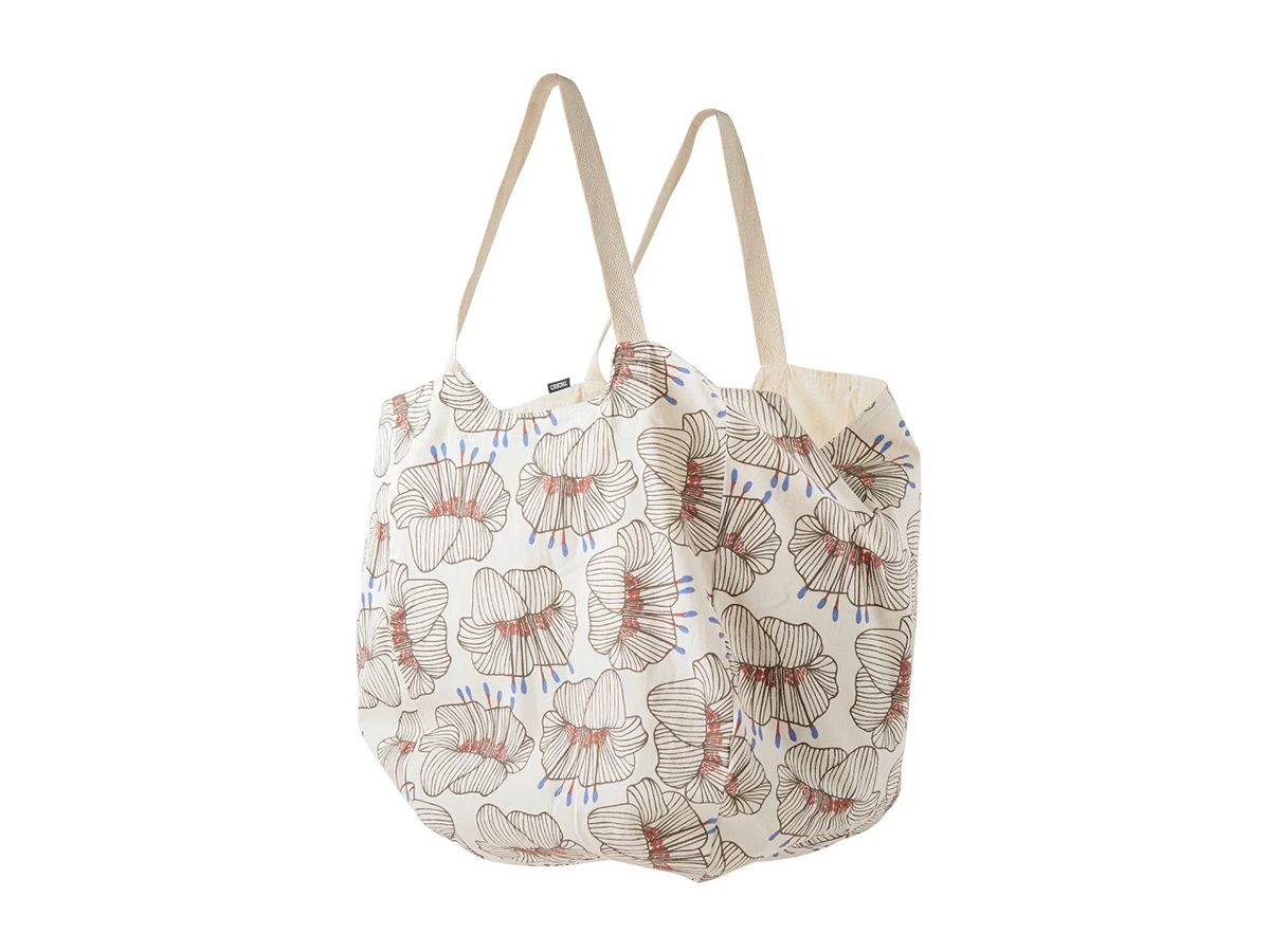Пляжная сумка из хлопка молочного цвета с принтом Цветы Prairie 800340