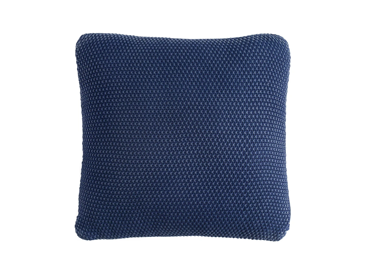 Подушка декоративная из стираного хлопка темно-синего цвета Essential 800350