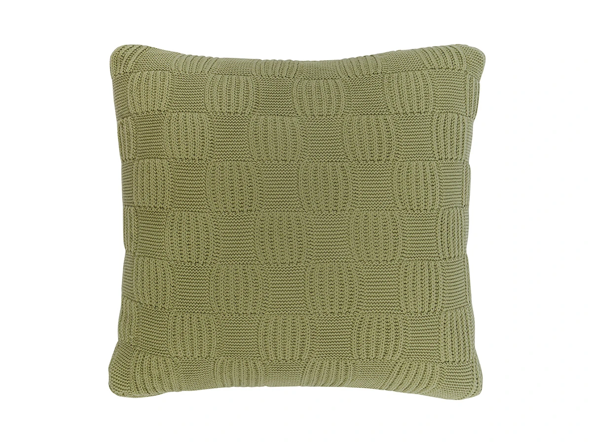 Подушка из хлопка рельефной вязки травянисто-зеленого цвета Essential 800358
