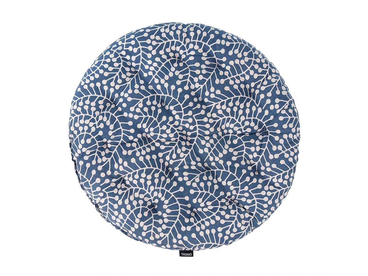 Подушка на стул круглая темно-синего цвета с принтом Спелая Смородина Scandinavian touc 800374