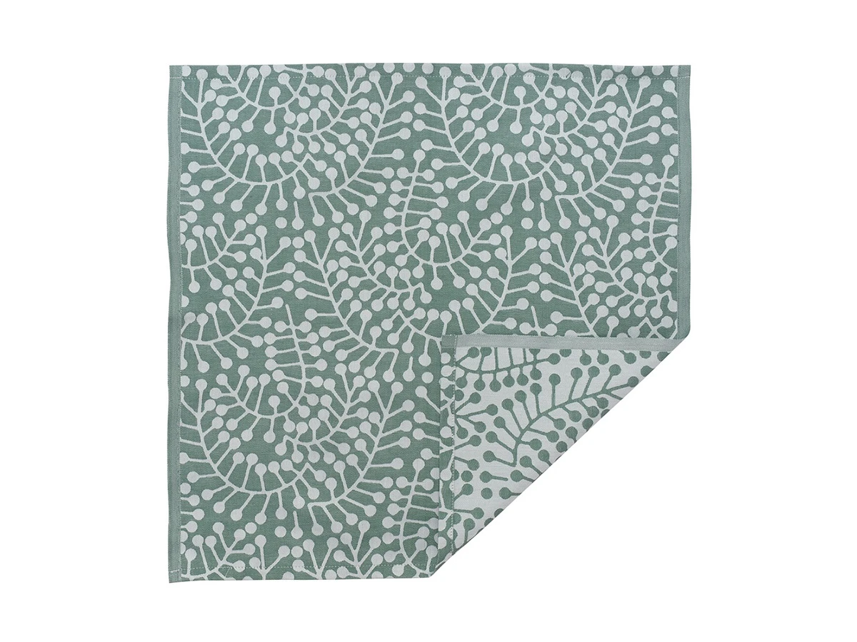 Салфетка из хлопка зеленого цвета с рисунком Спелая смородина 800446
