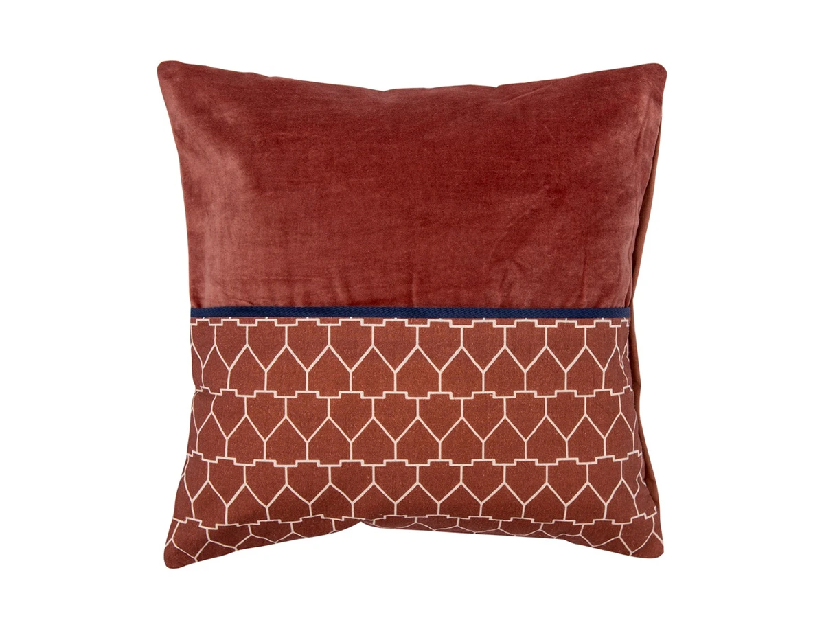 Чехол на подушку из хлопкового бархата с геометрическим принтом терракотового цвета Eth 800620