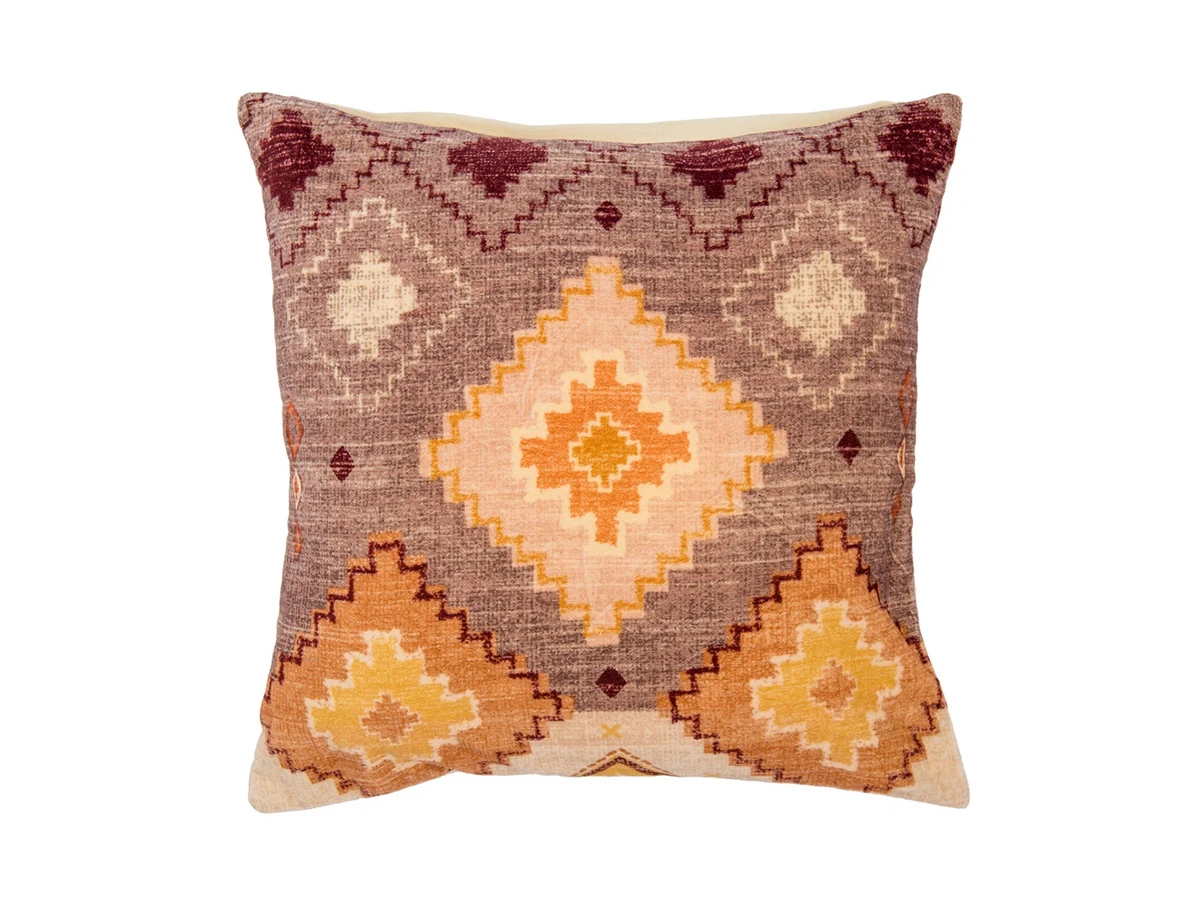 Чехол на подушку из хлопкового бархата с этническим орнаментом цвета лаванды Ethnic 800623