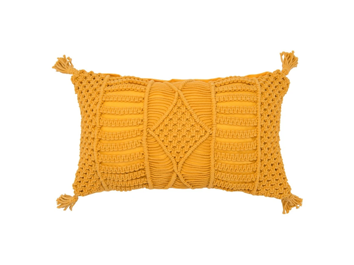 Чехол на подушку макраме горчичного цвета Ethnic 800625
