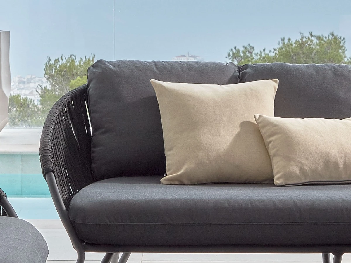 Веревочный 3-х местный диван Branzie 180 см черный 737558  - фото 9