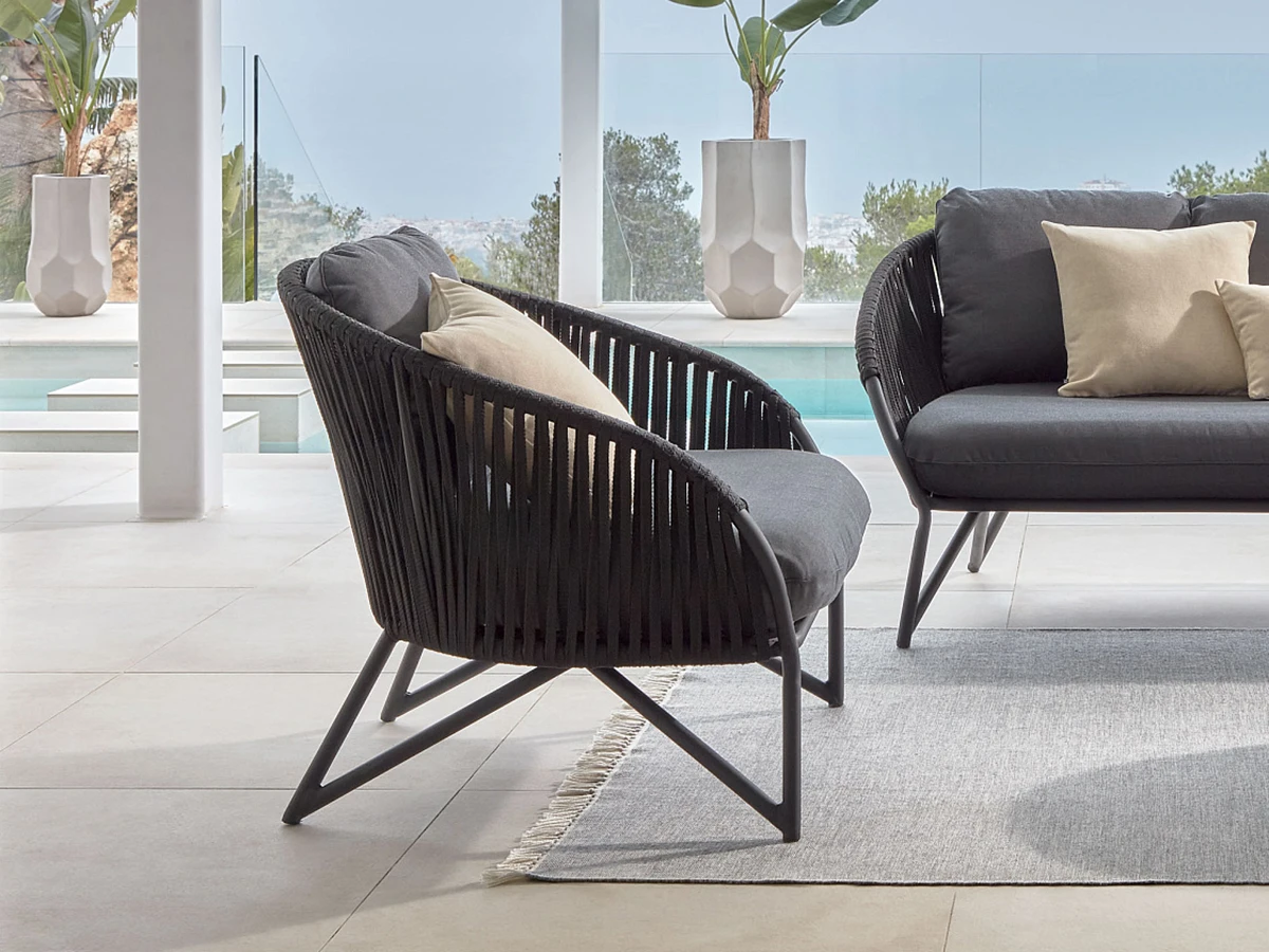 Веревочный 3-х местный диван Branzie 180 см черный 737558  - фото 8