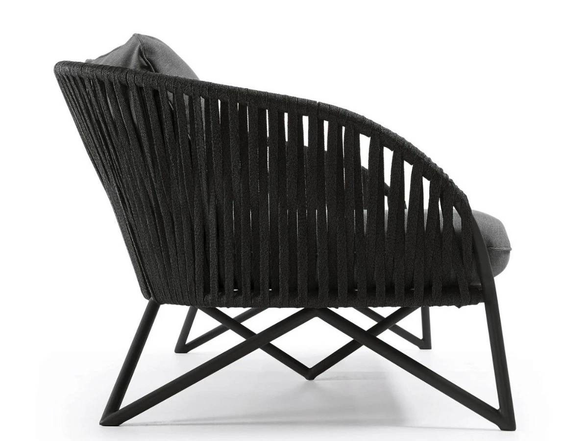 Веревочный 3-х местный диван Branzie 180 см черный 737558  - фото 4