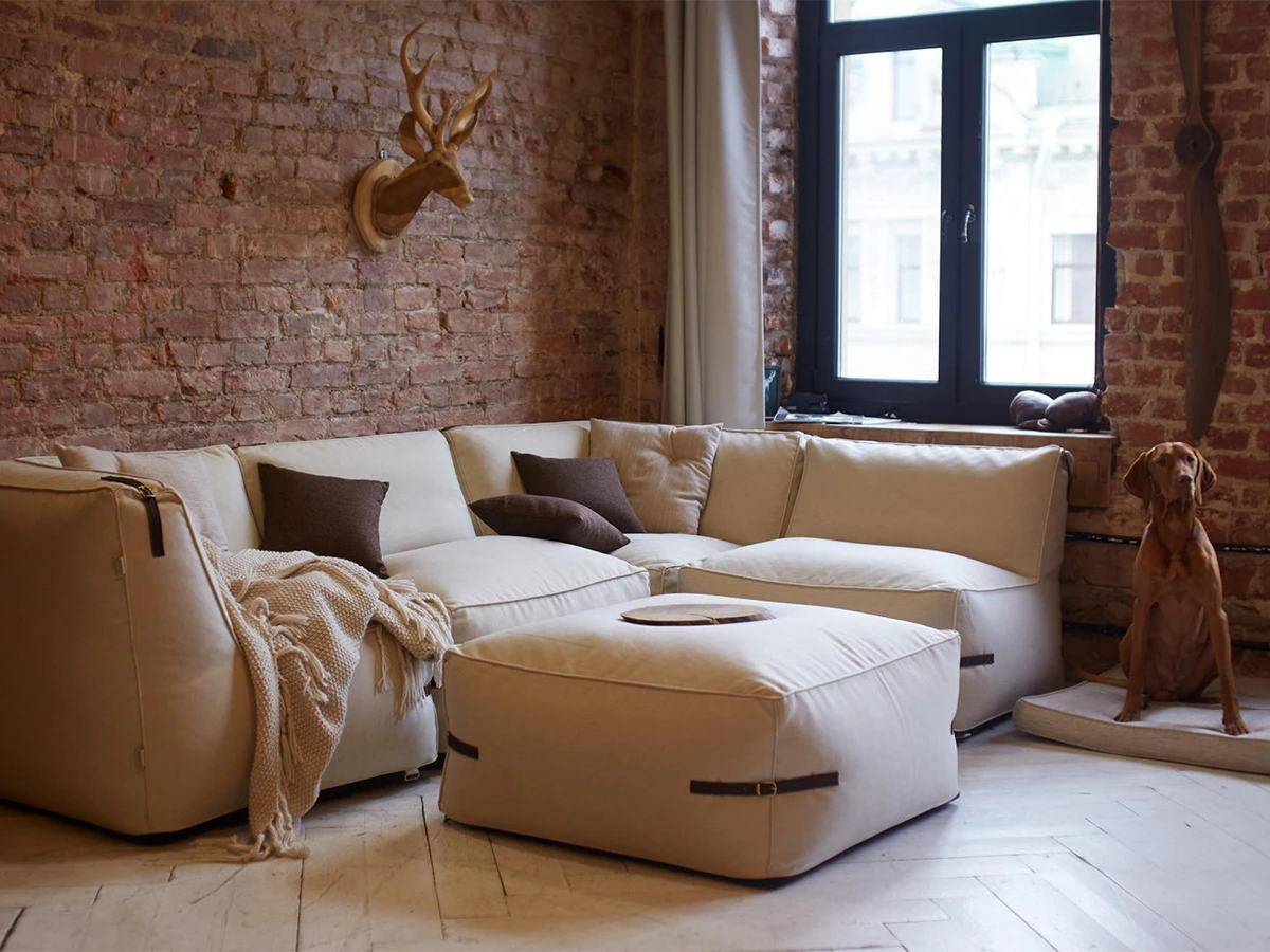 Модульный диван Premium c ремешками из кожи 752268  - фото 2