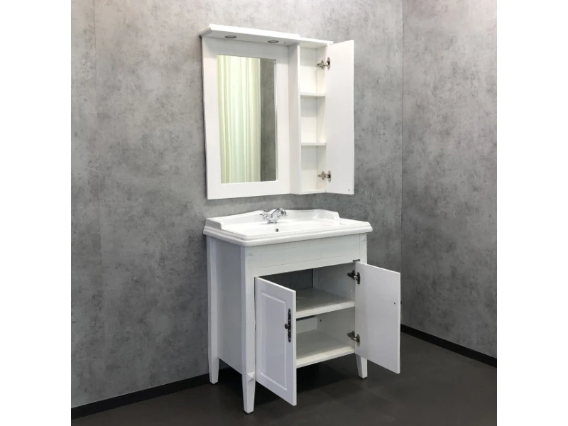 Зеркало-шкаф Палермо-80 белый глянец 757299