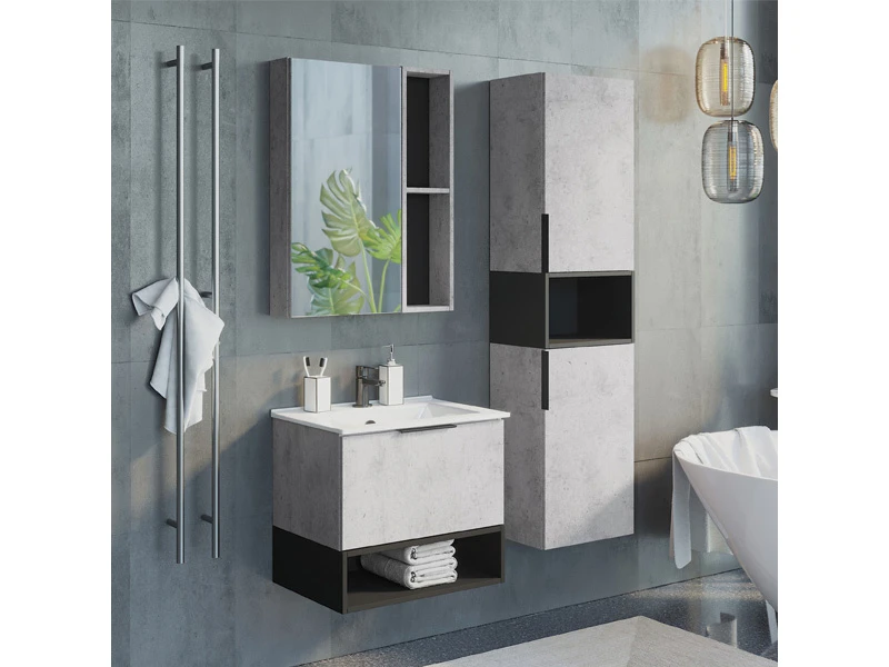 Зеркало-шкаф Франкфурт-60 бетон светлый 757330  - фото 5