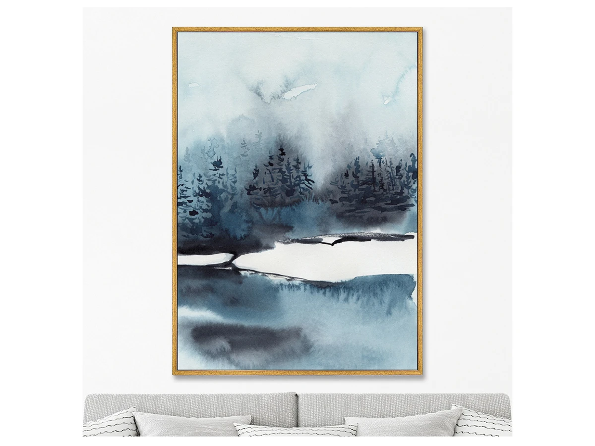 Репродукция картины на холсте Winter lake, 2021г. 759155