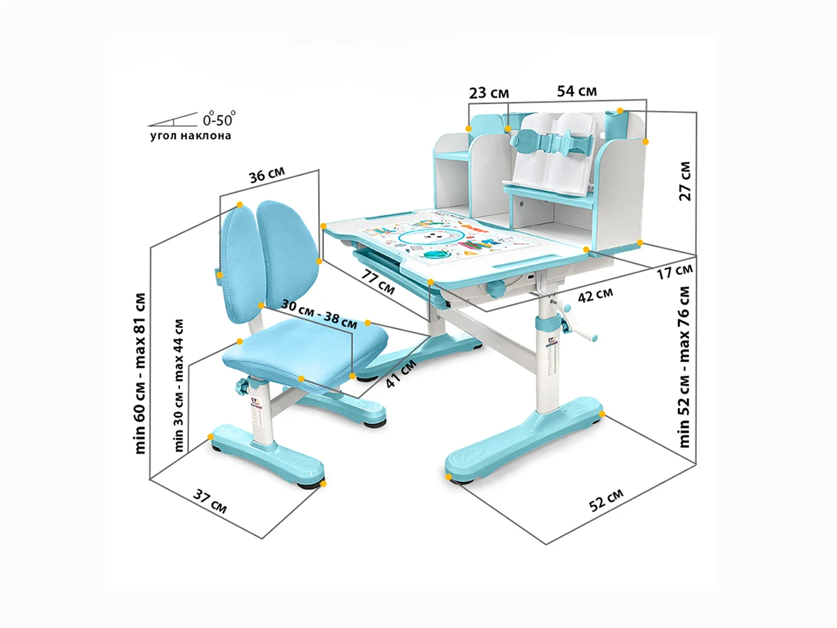 Комплект мебели (столик + стульчик) Mealux EVO Panda blue 760945  - фото 4