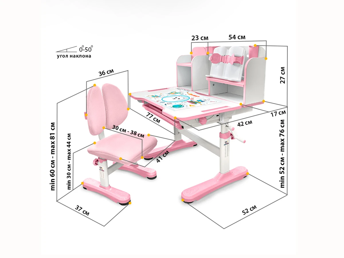 Комплект мебели (столик + стульчик) Mealux EVO Panda pink 760946  - фото 5