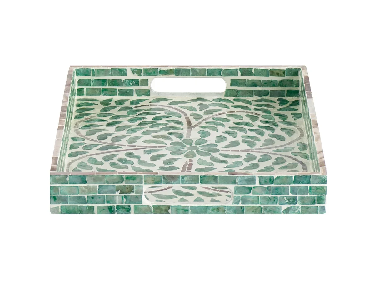 Поднос с отделкой раковинами устриц из филиппинской провинции Capiz 38х30х5см 806386  - фото 3