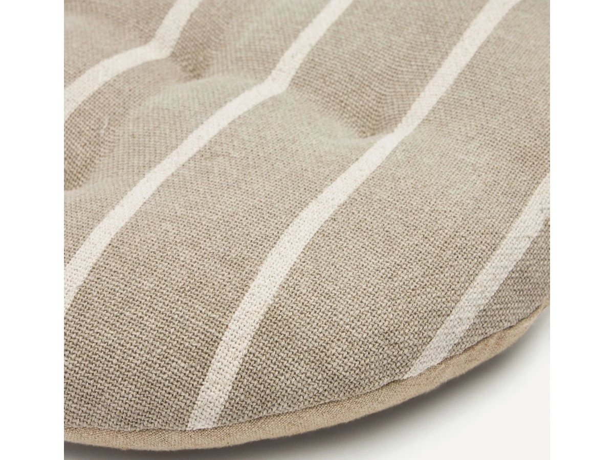 Margarida Подушка на стул из 100% хлопка бежевого цвета в полоску D40 см 829847  - фото 3