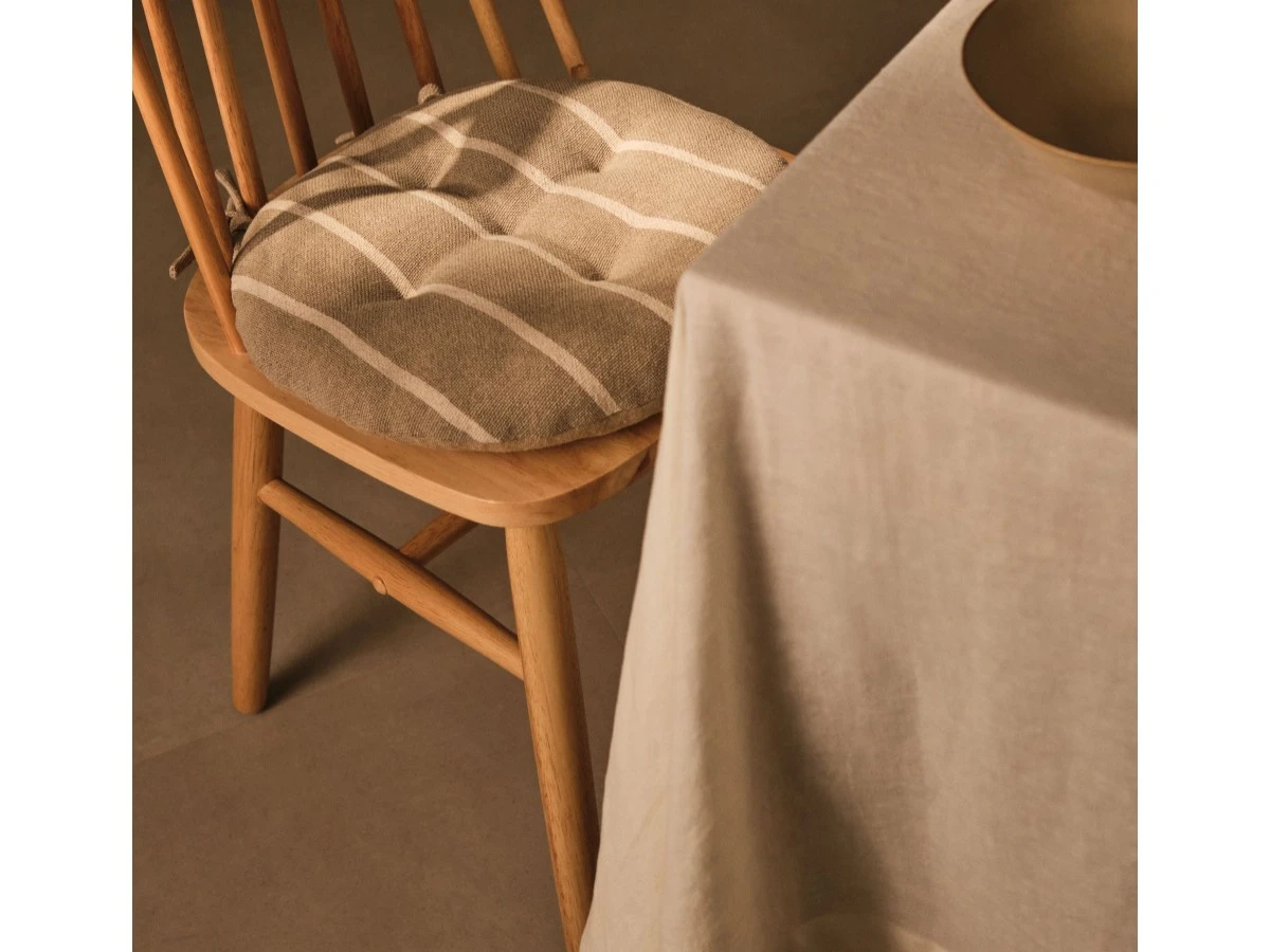 Margarida Подушка на стул из 100% хлопка бежевого цвета в полоску D40 см 829847  - фото 2