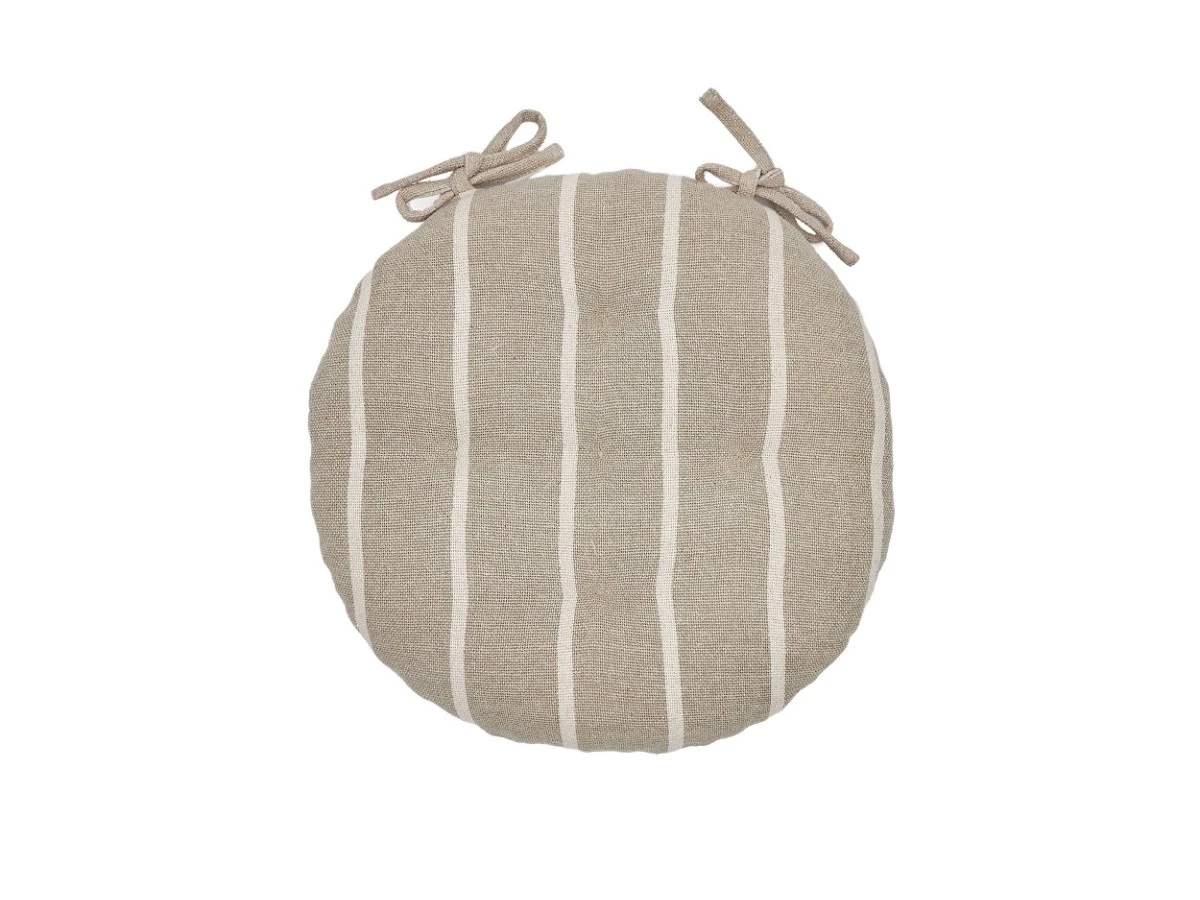 Margarida Подушка на стул из 100% хлопка бежевого цвета в полоску D40 см 829847  - фото 1