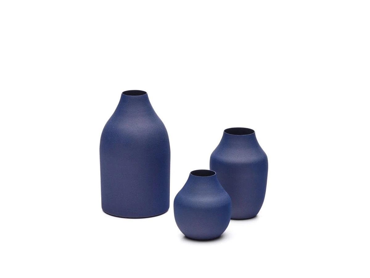Pubol Набор из 3-х металлических ваз синего цвета 10 см 14 см 20 см 829924  - фото 1
