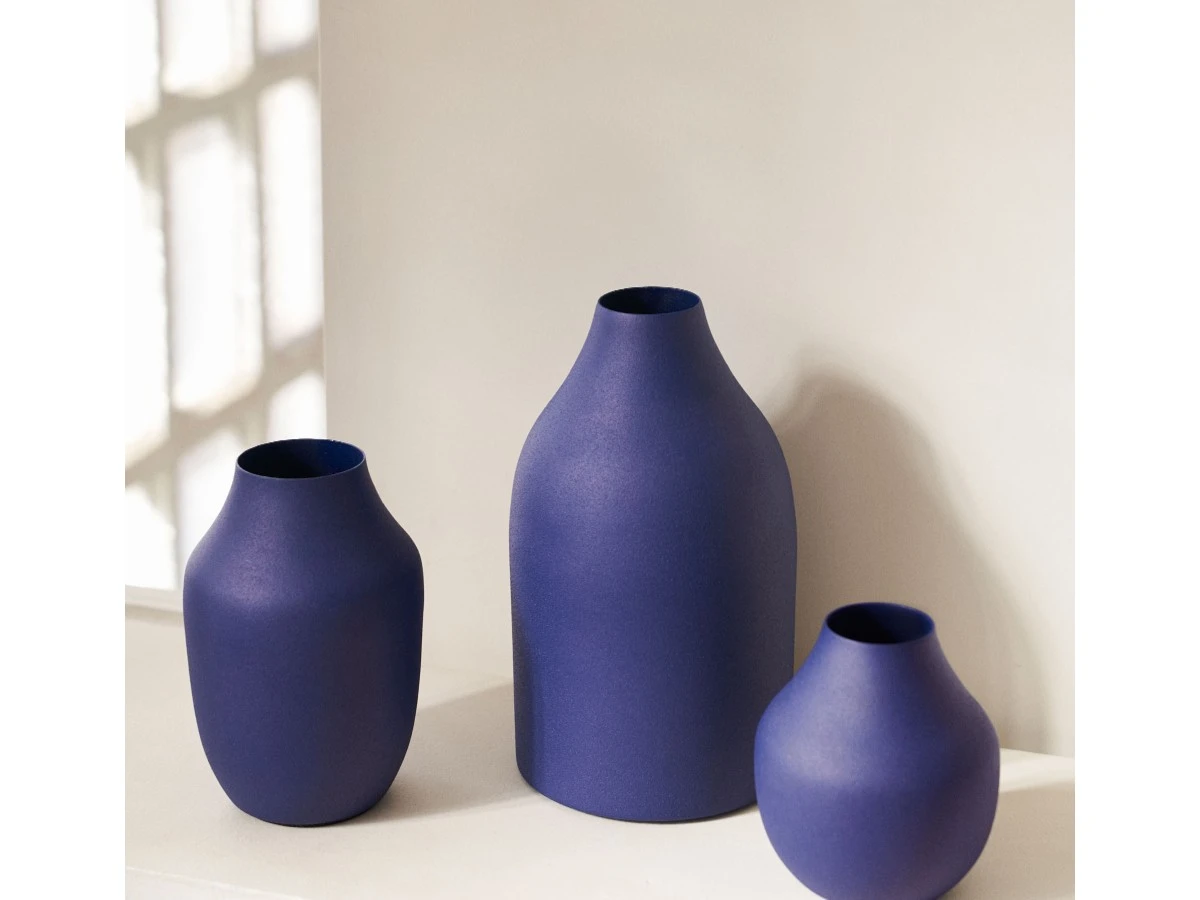 Pubol Набор из 3-х металлических ваз синего цвета 10 см 14 см 20 см 829924  - фото 2