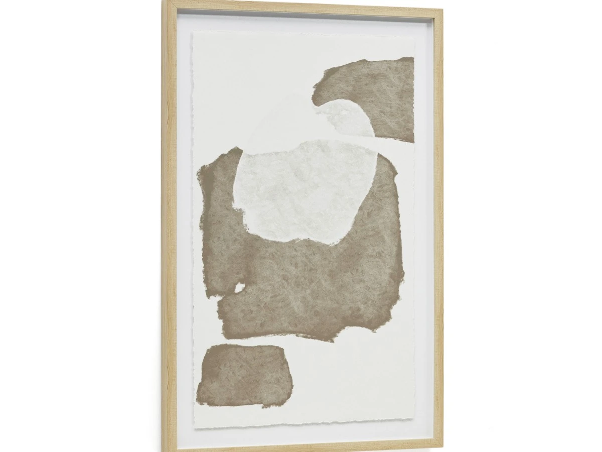 Torroella Абстрактная картина в белом и коричневом цвете 60 x 90 см 829979  - фото 3