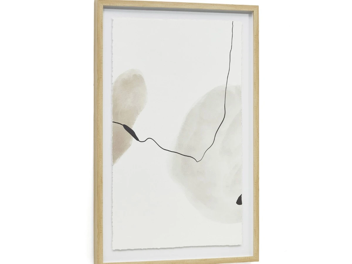 Torroella Абстрактная картина в белом, коричневом и сером цвете 60 x 90 см 829980