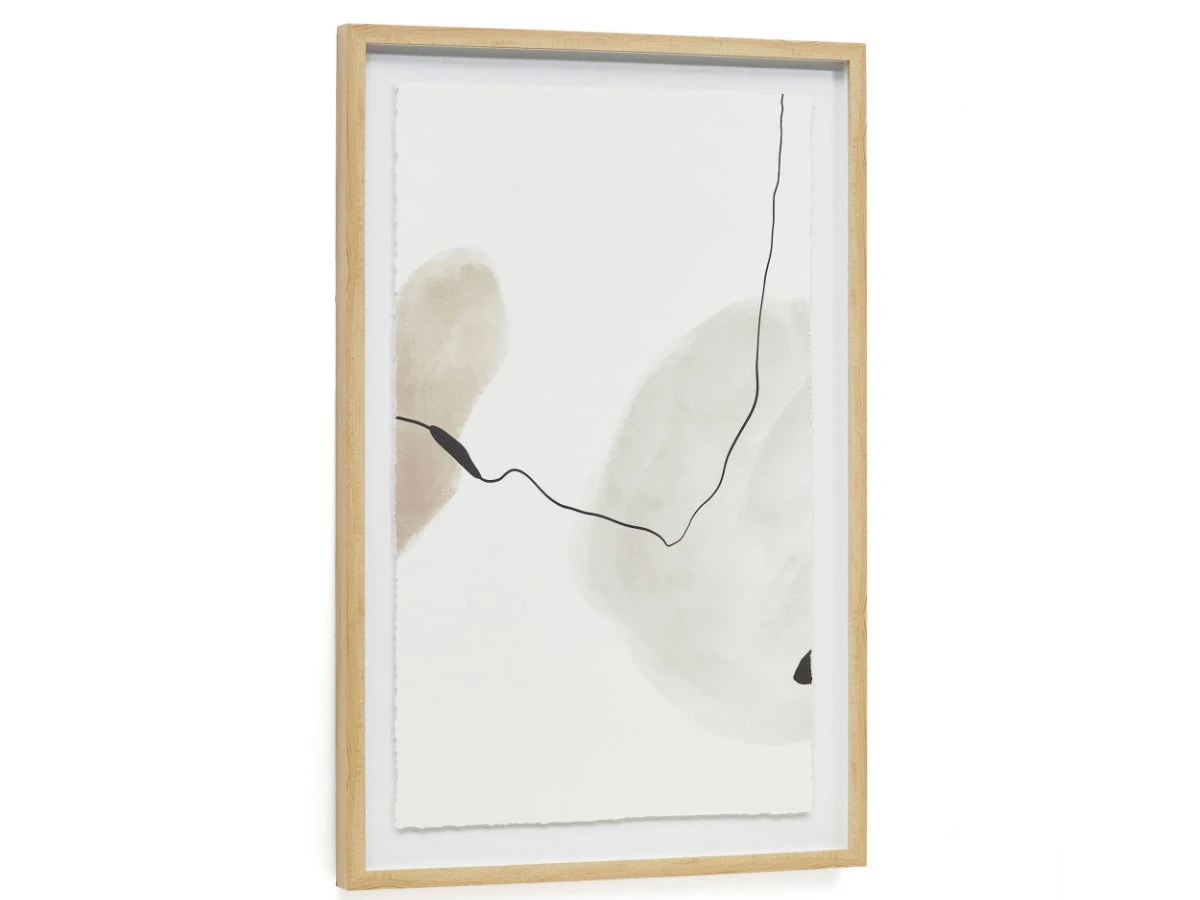 Torroella Абстрактная картина в белом, коричневом и сером цвете 60 x 90 см 829980
