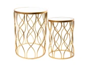 Столики интерьерные с белым мрамором, набор 2  шт.