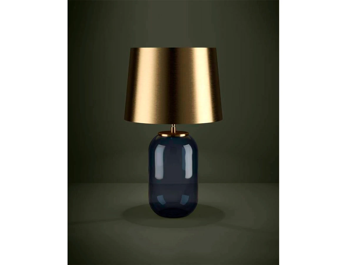 Настольная лампа CUITE, стекло, петроль/сталь, матовая латунь, 390064 851850