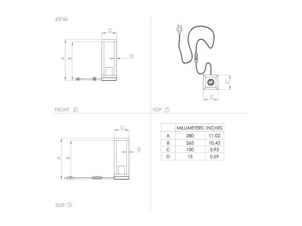 Настольная лампа NAFFERTON, 1х40W, E27, L100, B100, H280, сталь, черный/дерево, 43746 851996  - фото 4