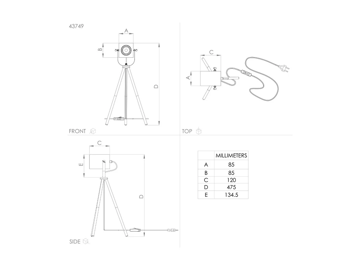 Настольная лампа AYLES, 1x3W(GU10-LED), сталь, черный, дерево, коричневый, 43749 851998  - фото 4