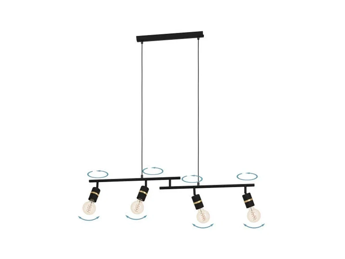Подвесной потолочный светильник LURONE, 4x10W, E27, сталь, черный, латунь, 900177 852198
