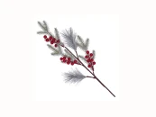 Ветка декоративная еловая Красные ягоды