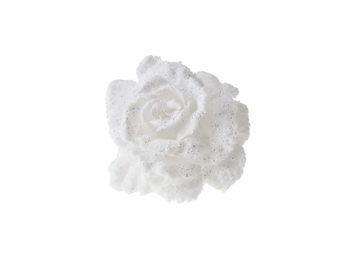 Елочное украшение Роза в снегу на клипсе 859118