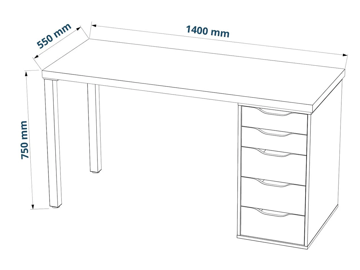 Стол письменный Ингар 2/5Т 140x75x55 873643  - фото 3