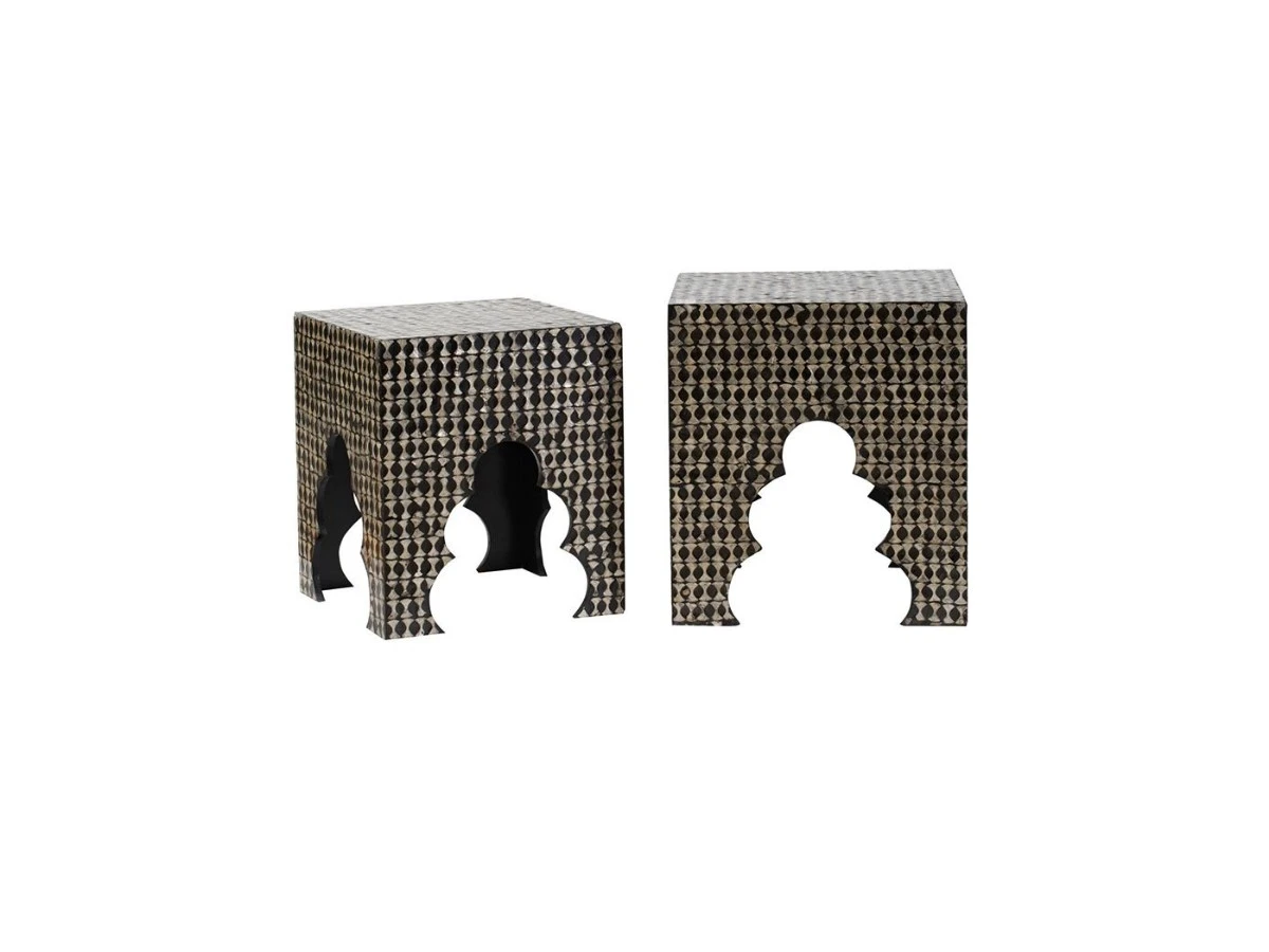 Столики акцентные с отделкой раковинами устриц, набор 876134