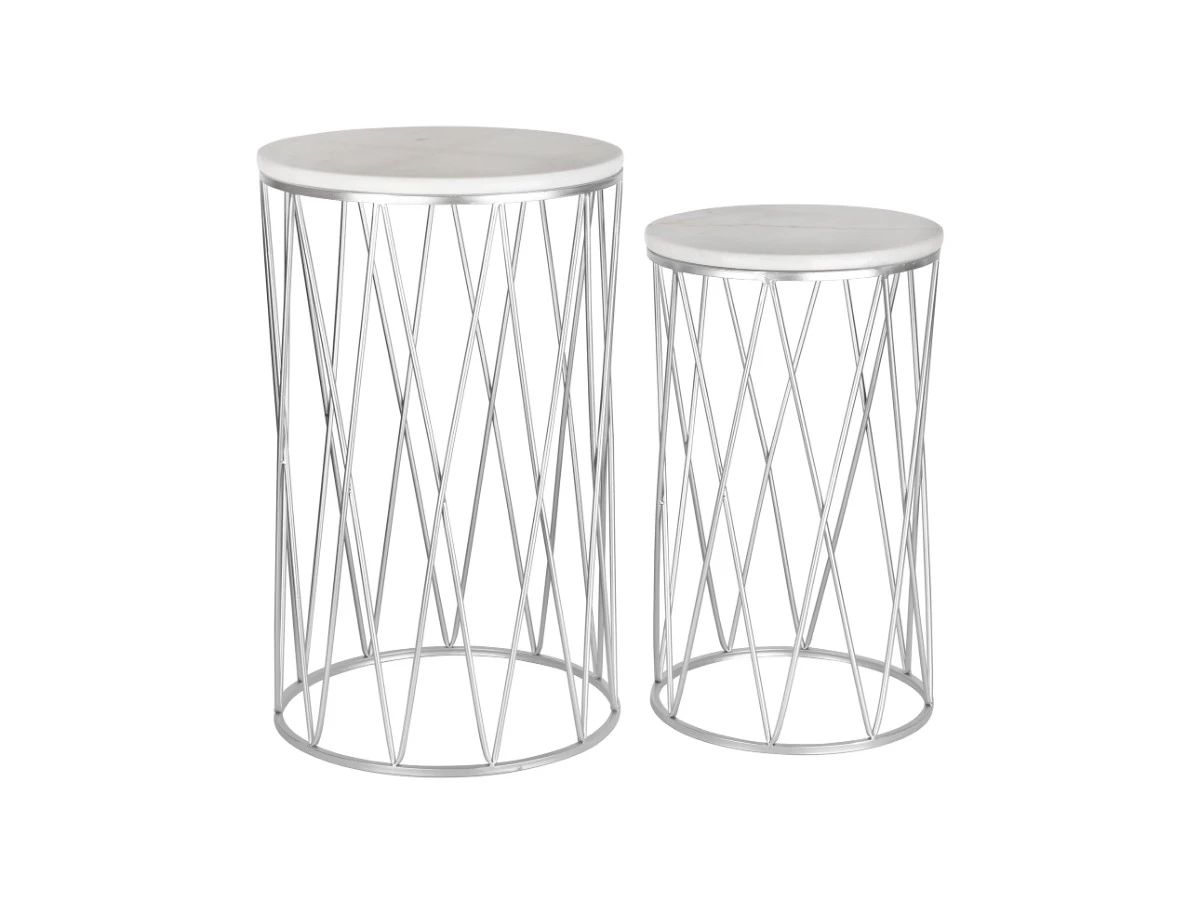 Столики интерьерные с белым мрамором, набор 876152  - фото 1