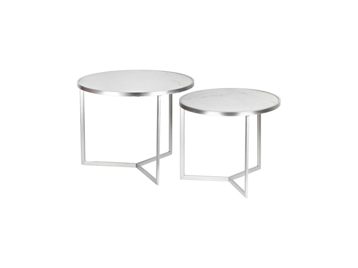 Столики кофейные с белым мрамором, набор 876223