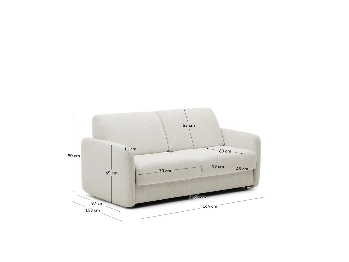 Nuala 2-местный диван-кровать жемчужного цвета, 164 см 879678