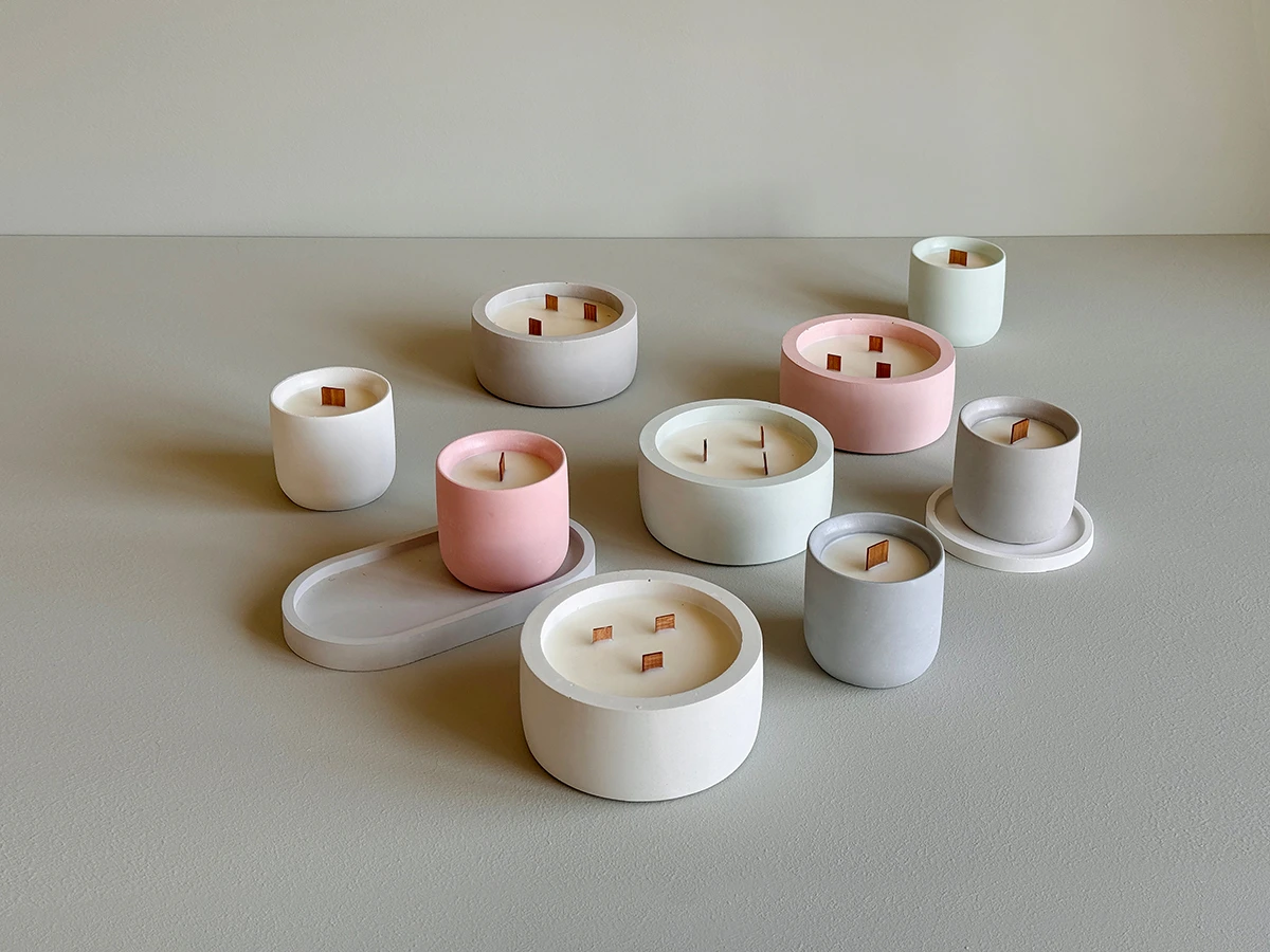 Арома свеча Omini в бетонном стакане 300 мл Амбра и пачули 881227  - фото 3