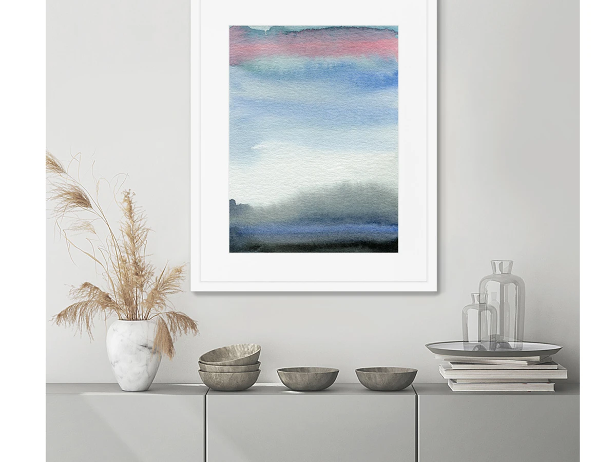 Репродукция картины в раме Evening sky over the lake 635117