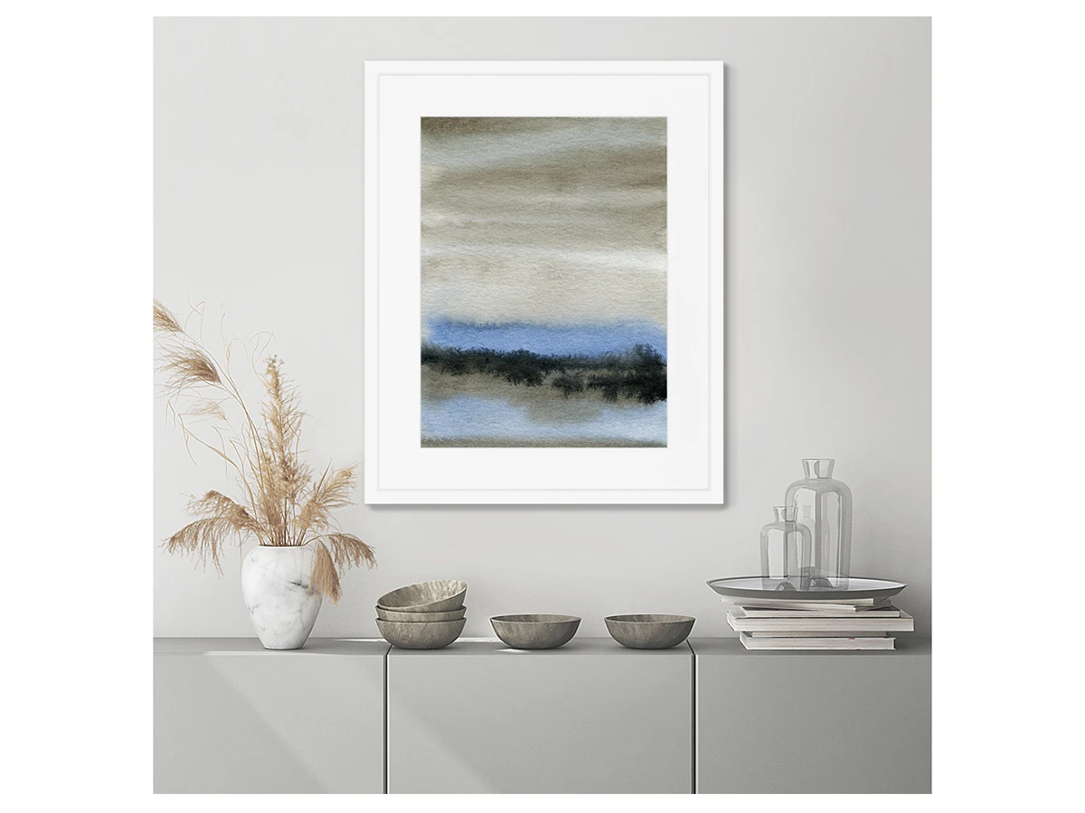 Репродукция картины в раме Autumn sky, forest and river 635192