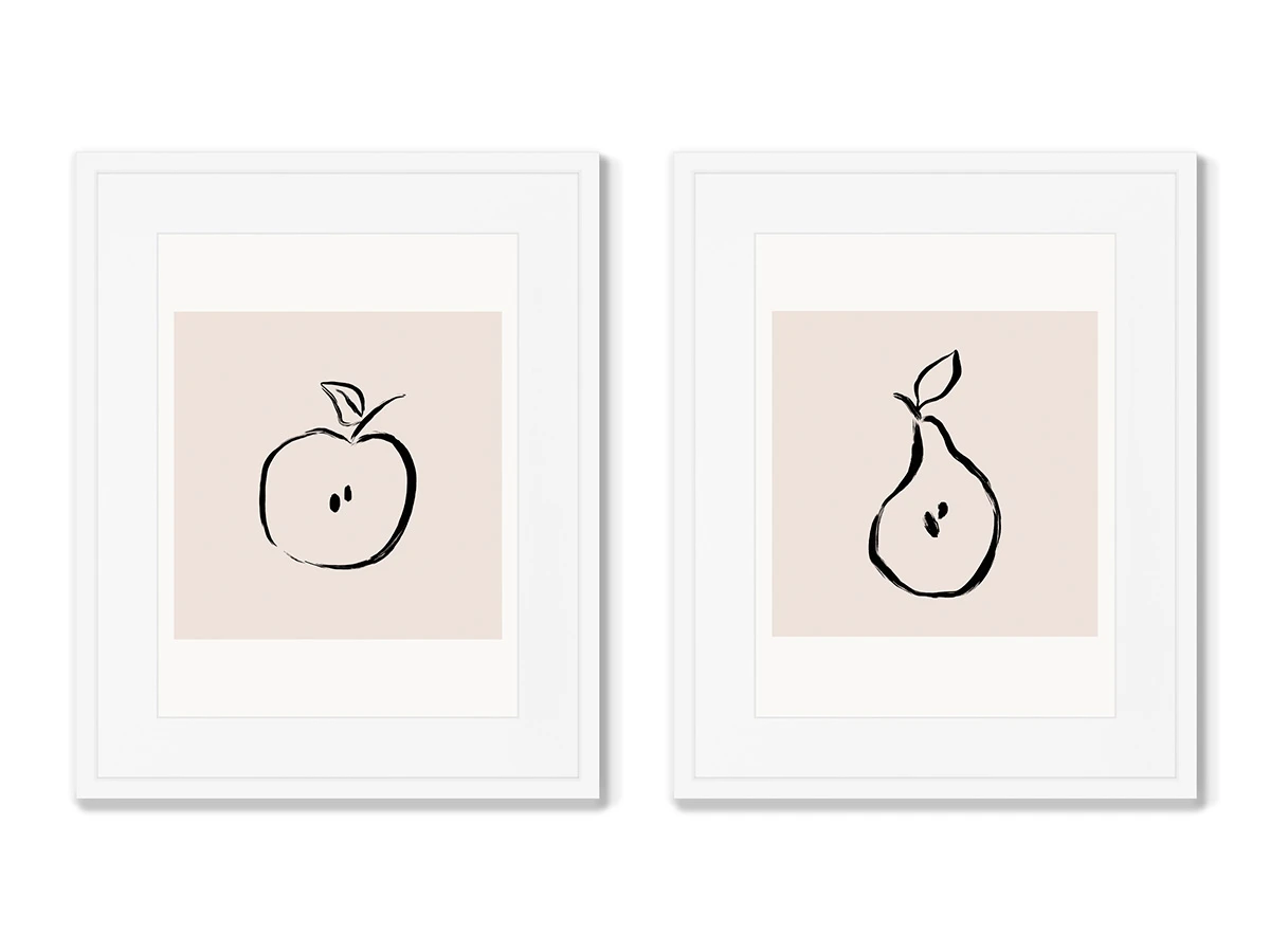 Набор из 2-х репродукций картин в раме Яблоко и груша, 2021г. 635233  - фото 1