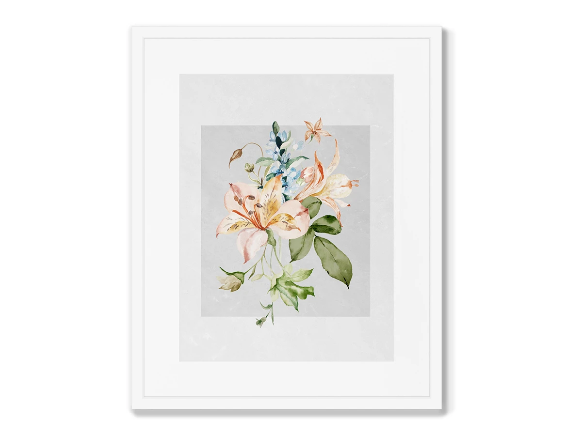 Набор из 4-х репродукций картин в раме Floral set in pale shades, No9 635264  - фото 1