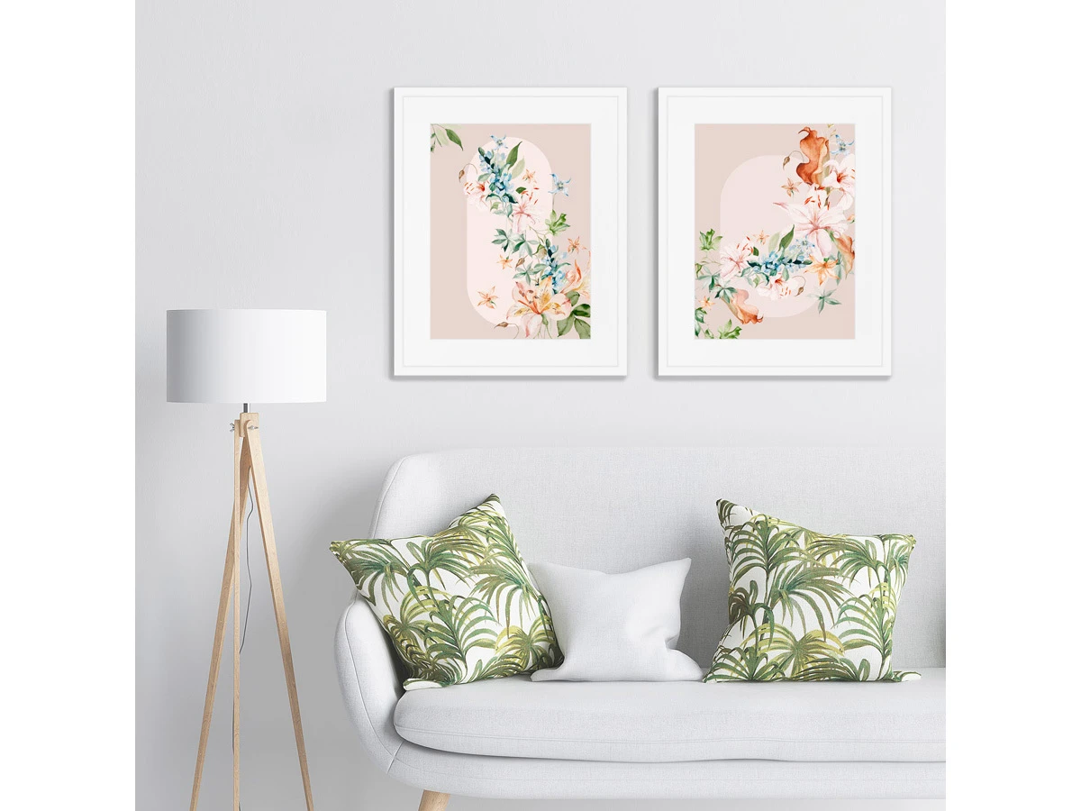 Набор из 2-х репродукций картин в раме Floral set in pale shades, No11 635266  - фото 7