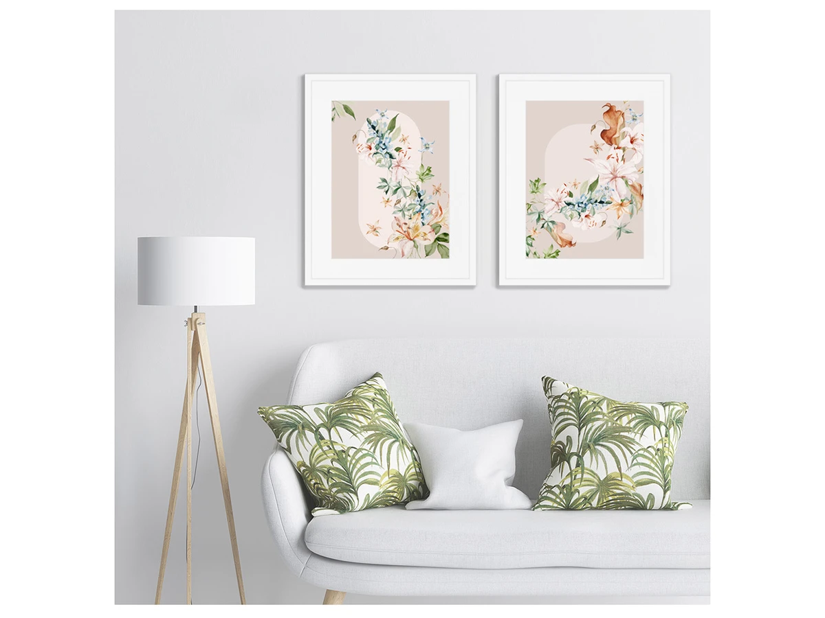 Набор из 2-х репродукций картин в раме Floral set in pale shades, No11 635266  - фото 4