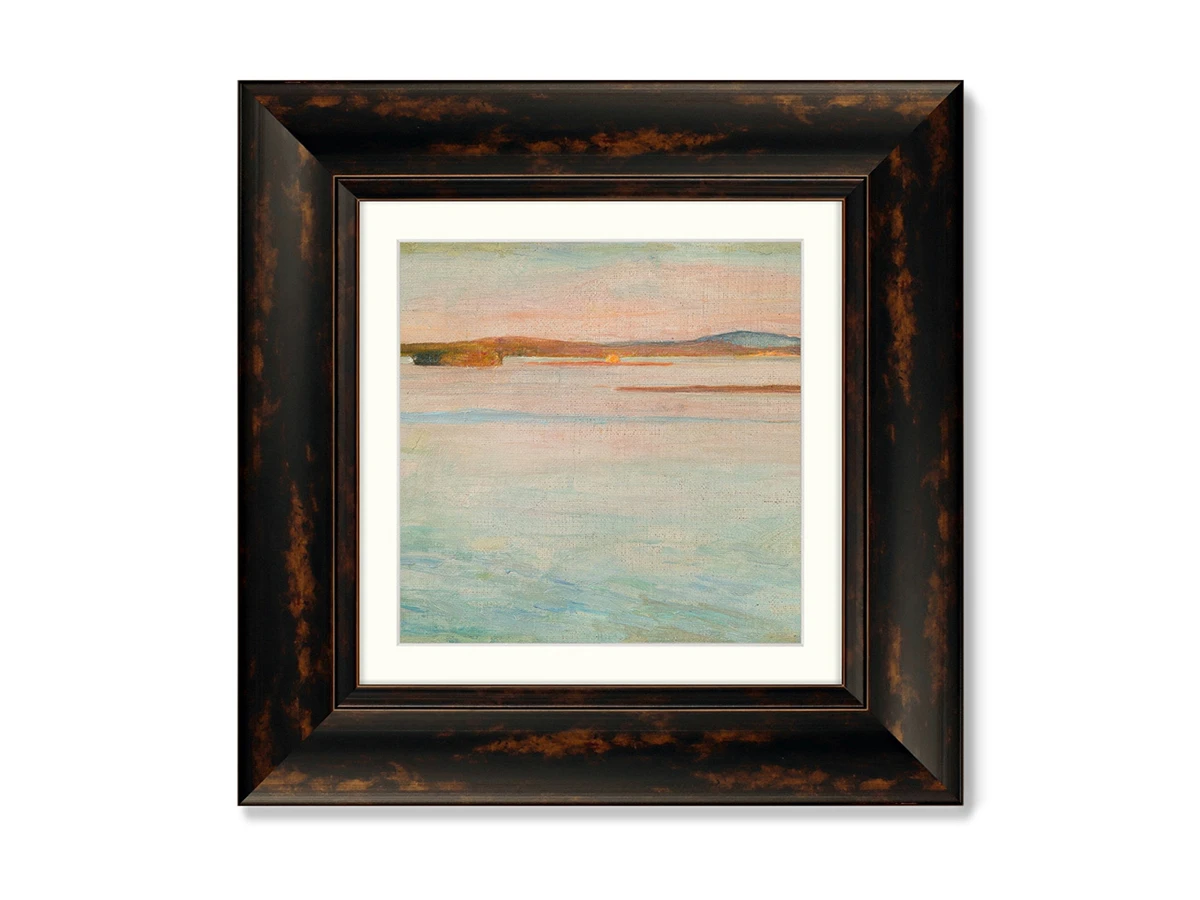 Набор из 2-х репродукций картин в раме Озеро, этюд на закате, 1910г. 635338